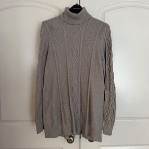 Show Me Your Mumu Womens Gray Cable Knit Turtleneck Tunic Sweater Size Medium